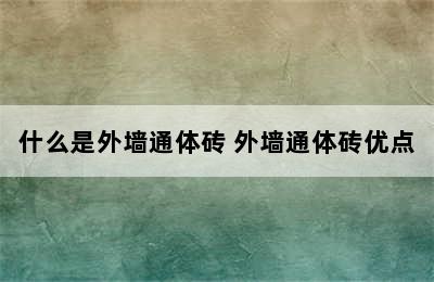 什么是外墙通体砖 外墙通体砖优点